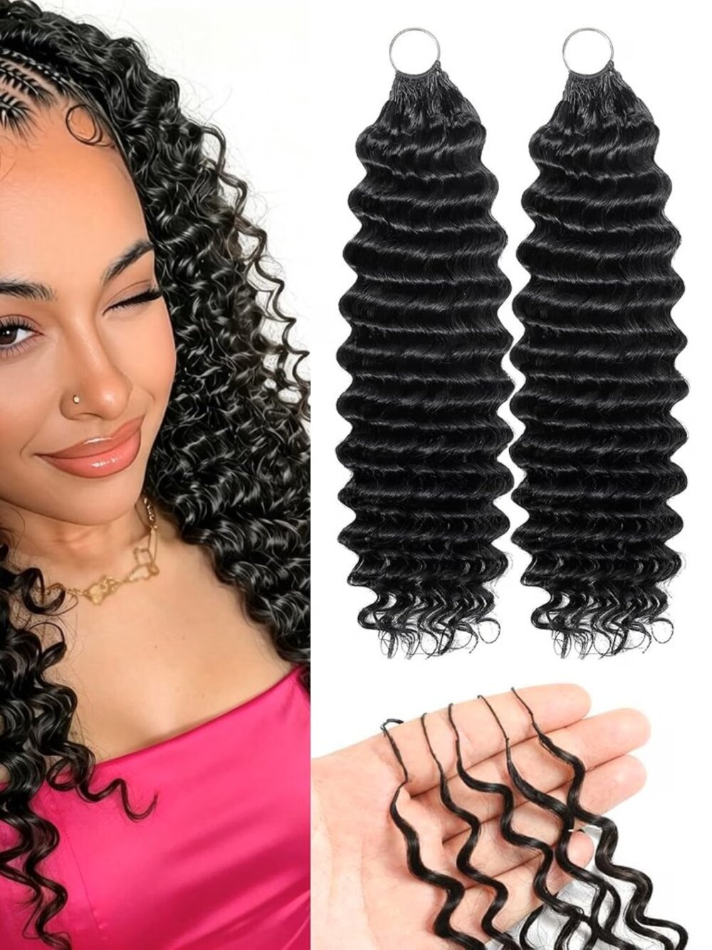 Deep Wave Crochet Human Hair Extensions 16"